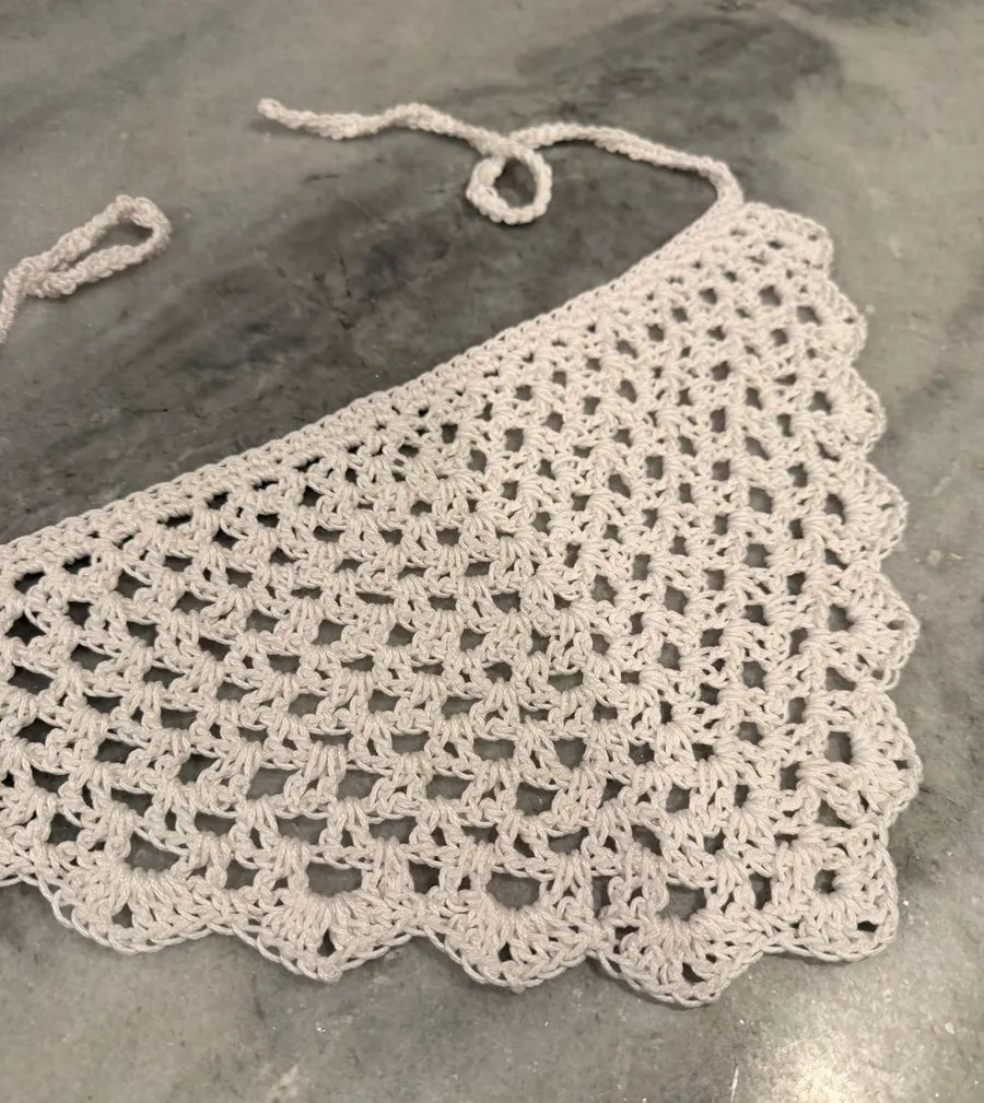 Handmade Crochet Bandana Head Scarf Cotton Boho Triangle Wrap Fest Cottagecore