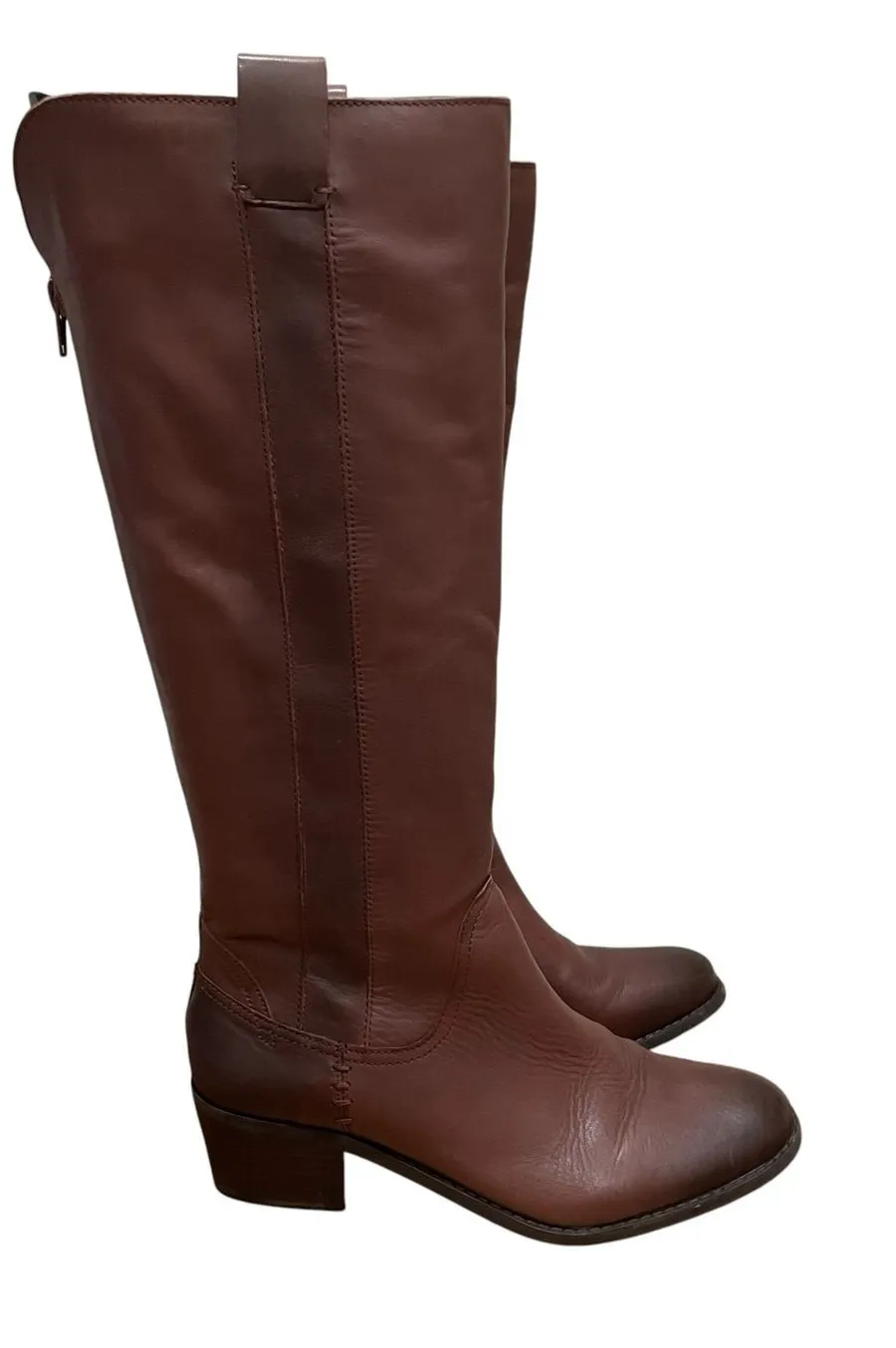 Arturo Chiang Leather Knee High Block Heel Riding Boots Brown Women’s Size 7.5