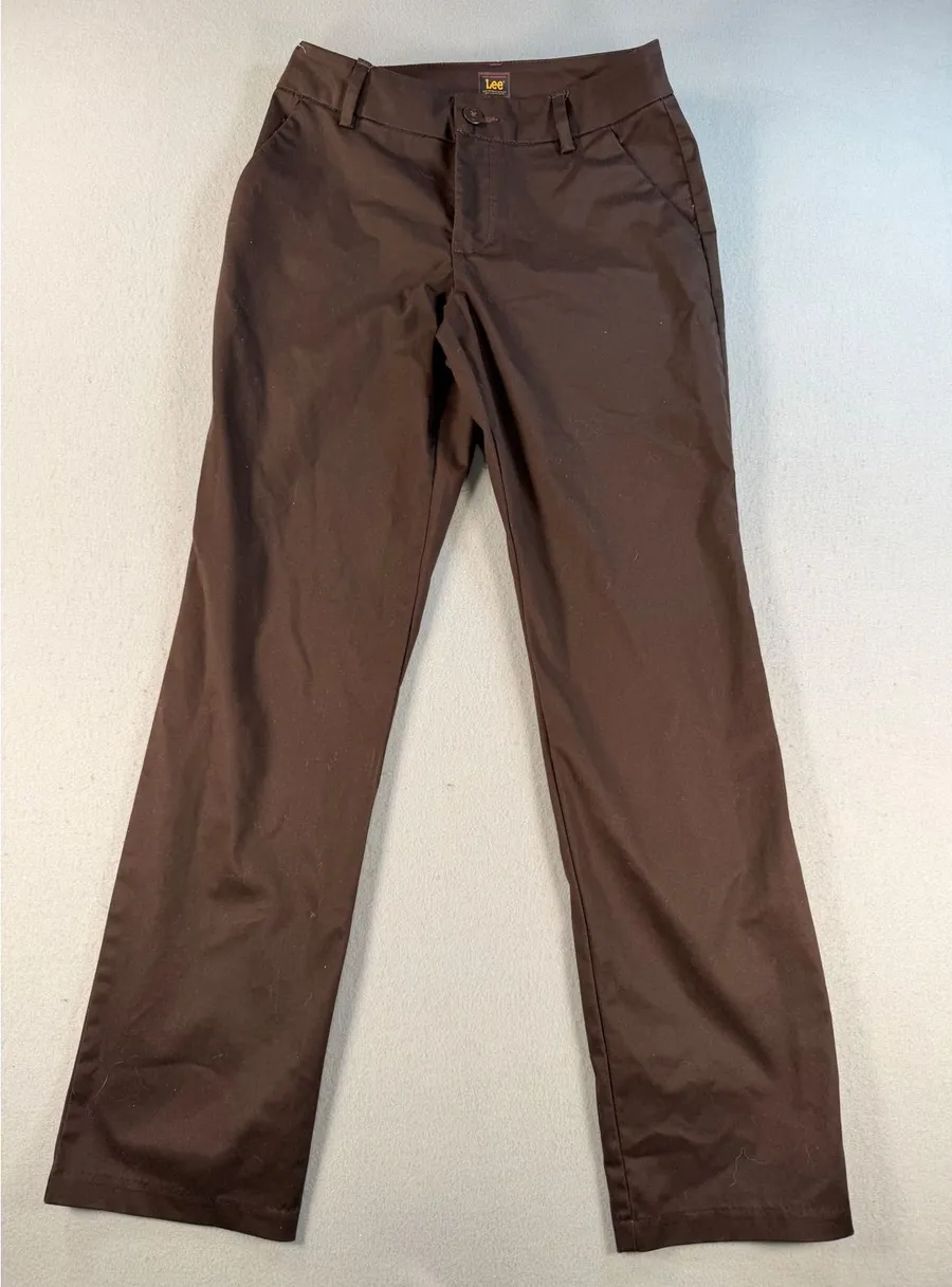 Y2K Lee Womens Brown Wrinkle Free Straight Leg Chino Pants Size 4 Medium