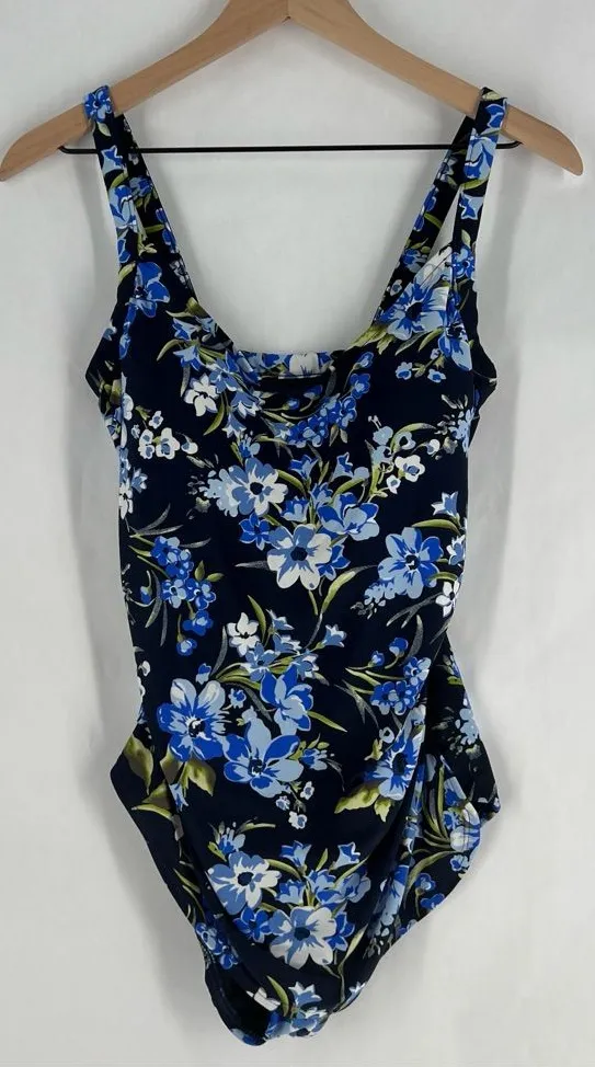 Catalina Layered Front Floral One Piece Swimsuit Shelf Bra Size M