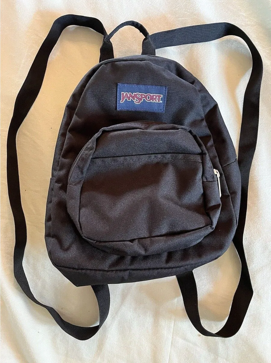 JanSport Half Pint Mini Backpack Day Bag for Travel Black Back To School Fun EUC