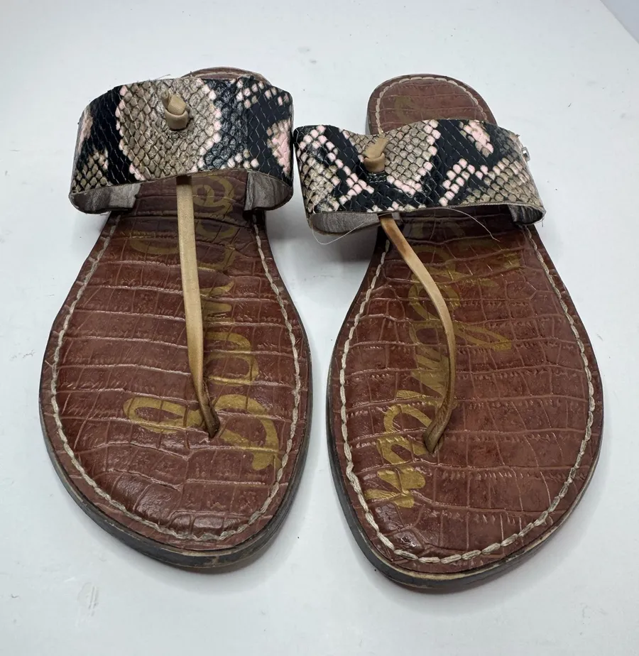 Sam Edelman Leather Snake Print Thong Sandals Women's Size 7M