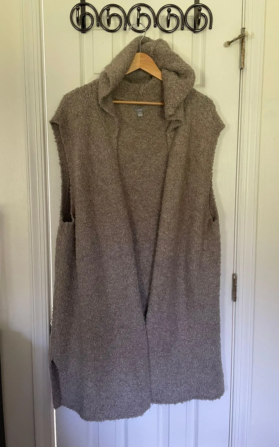 Beige & Tan Teddy Hooded Vest