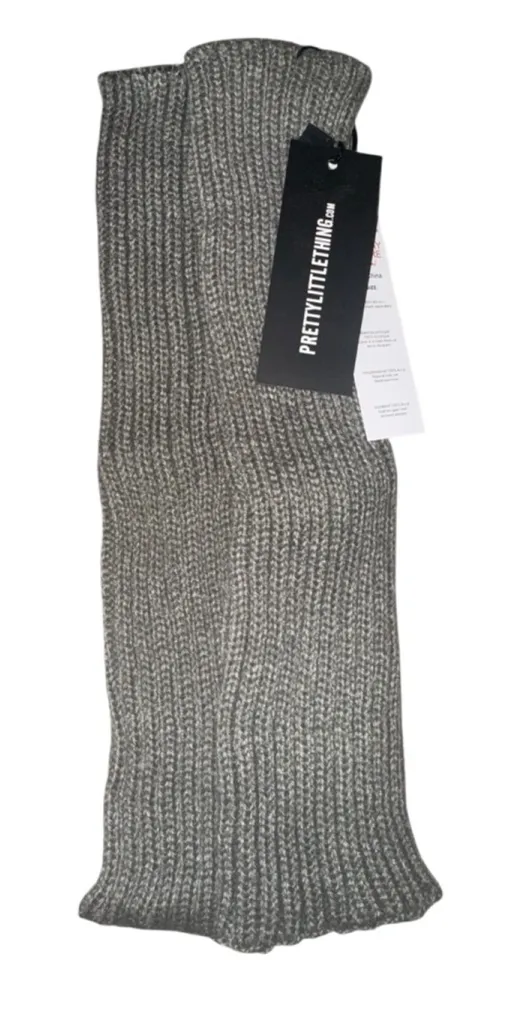 Women's PRETTYLITTLETHING Gray Ribbed Knit Arm Warmers One Size