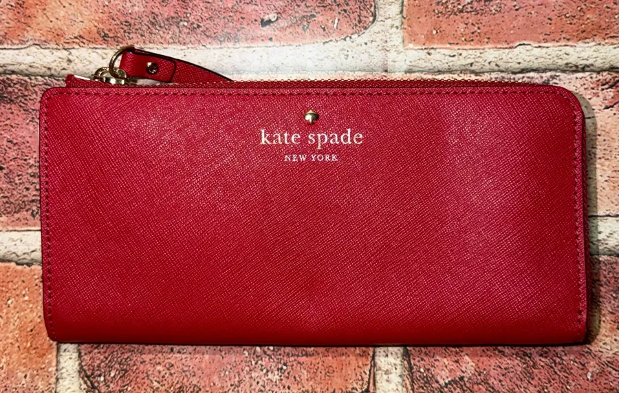 New Kate Spade New York Mikas Pond Nisha Red Wallet Zip WLRU4187 Chic Preppy