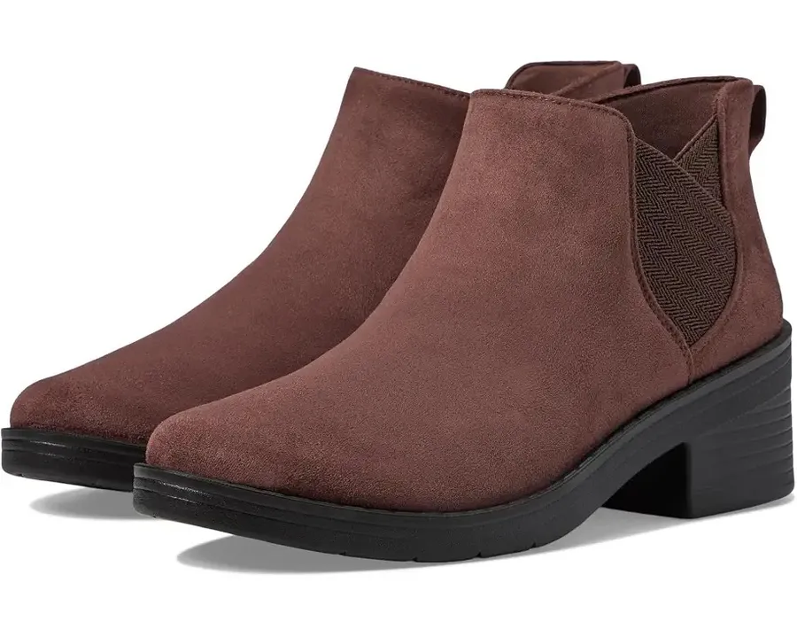 BZEES Women's Plum Ontario Ankle Bootie 8.5 Medium Chelsea Boot Block Heel