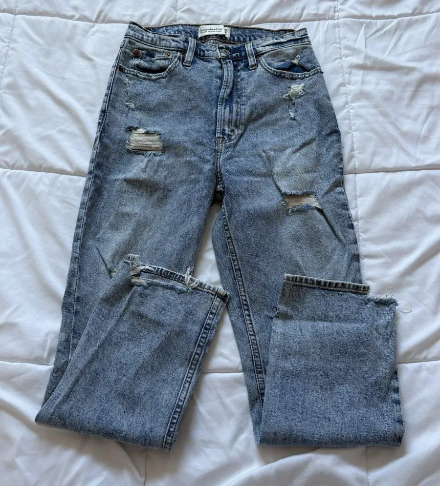 Abercrombie & Fitch Jeans Womens Size 25 Blue Ultra High Rise Ankle Distressed