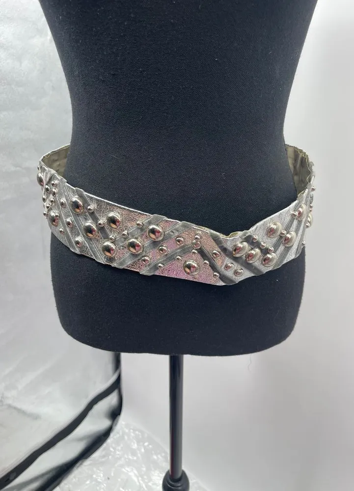 Unique Handcrafted Silver belt with Bubble Design Boho Chic Jewelry size 34"