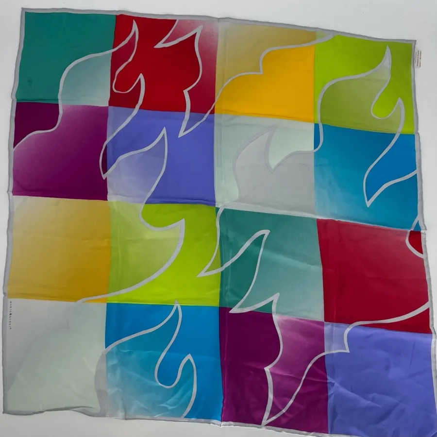 Vintage Marja Kurki Colorful Geometric Silk Scarf Purple
