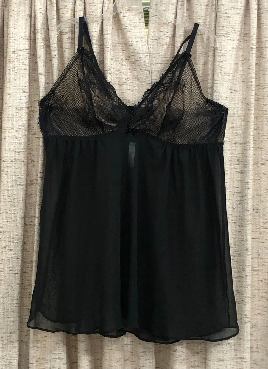 Cacique Black Sheer Babydoll Set