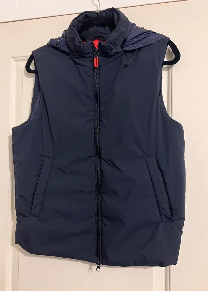 Bomboogie $252 Puffer Vest Hooded Hoodie Fall Navy Blue Primaloft Nautical Blue