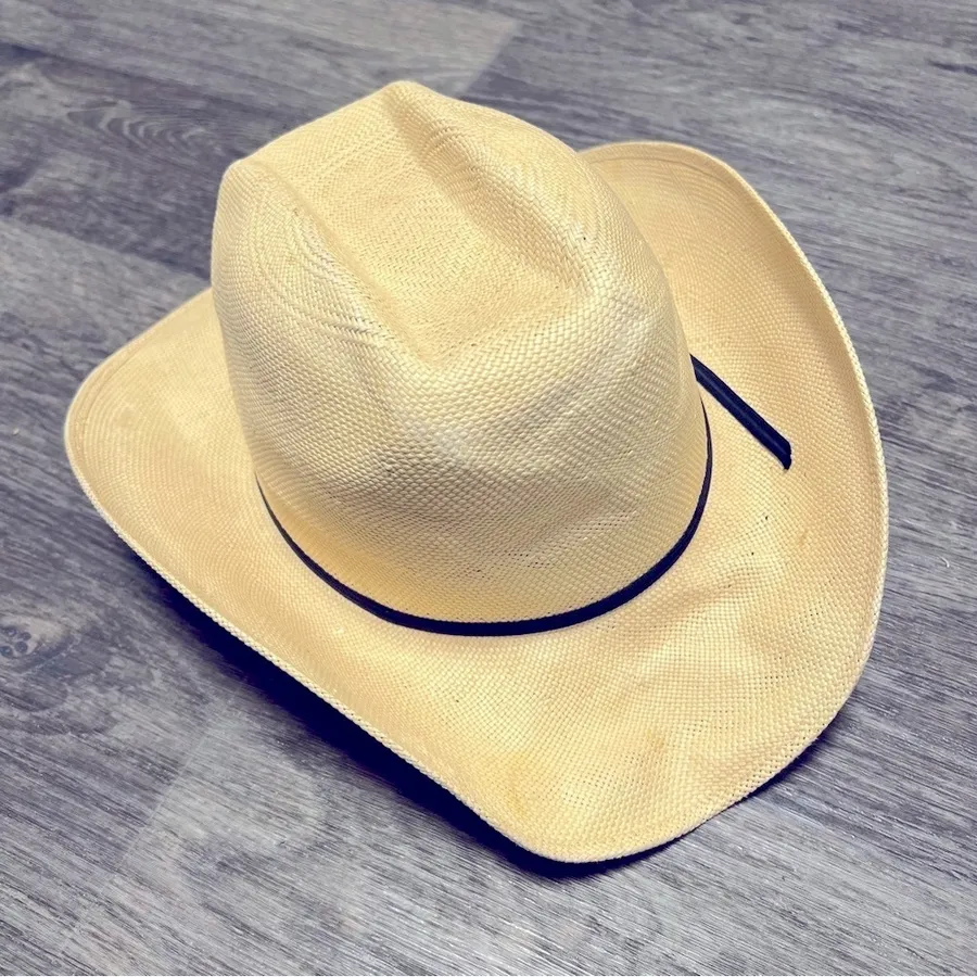 Stallion by STETSON straw cowboy hat, tan, hard shell, 7 1/8