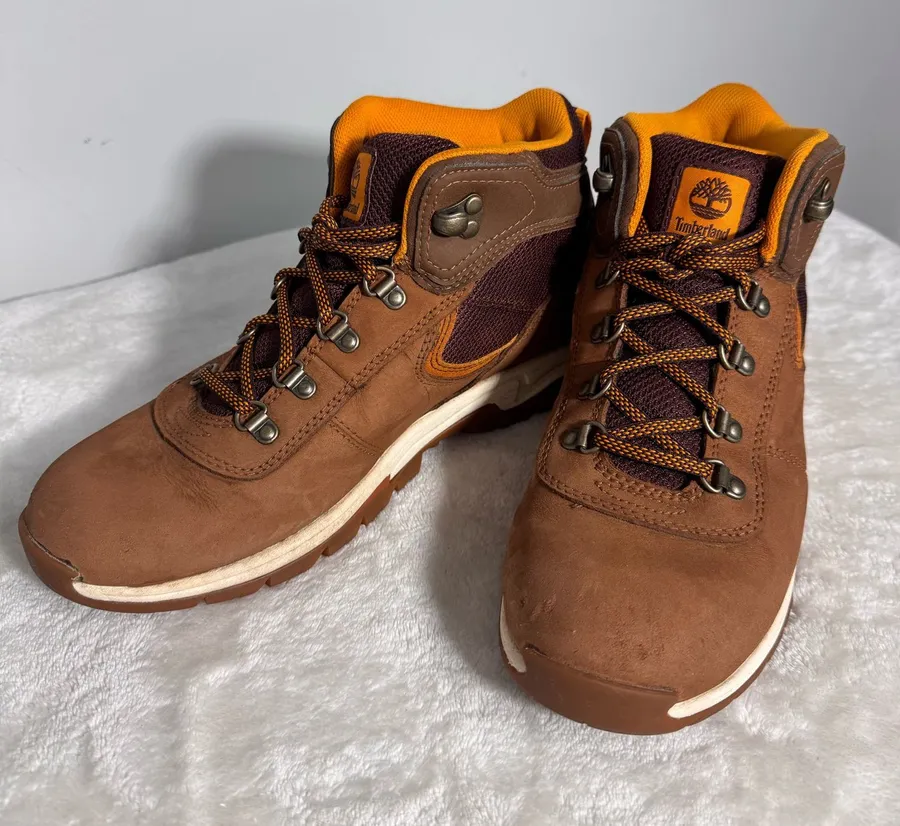 Timberland Women’s Mt. Maddsen Mid Waterproof Hiking Boots 8 Brown Leather