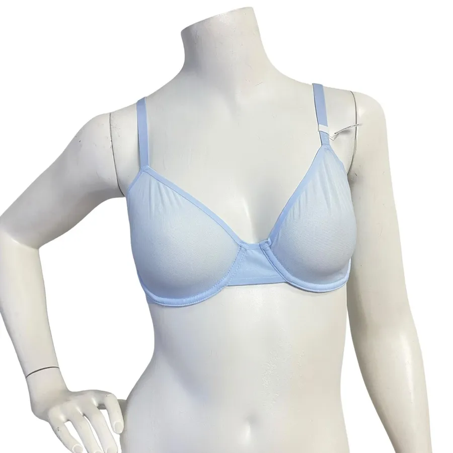 Aerie Smoothez Microfiber Unlined Balconette Bra Blue 34D Underwire NWT