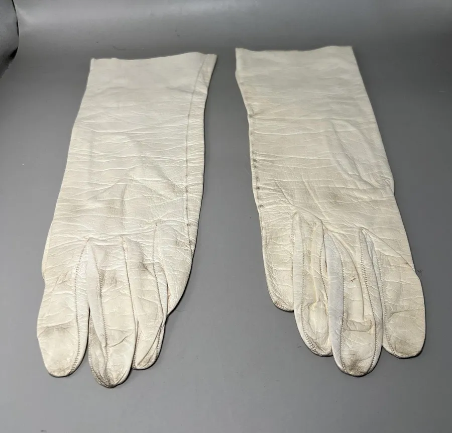 Vintage Opera Gloves Womens Medium Formal Evening 1950s White