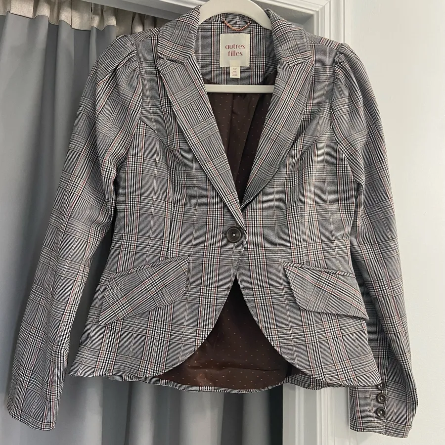 AUTRES FILLES Tailored Plaid Jacket Small NWOT Tan