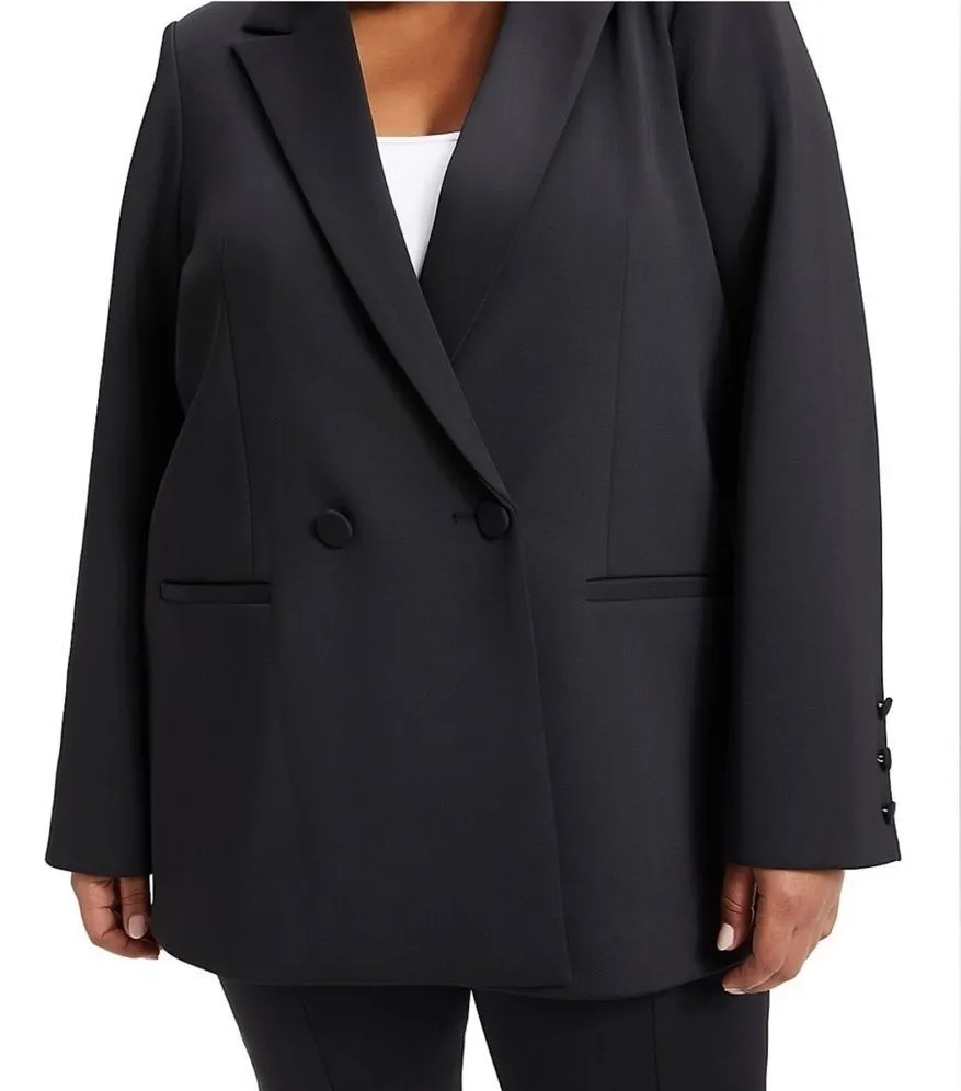 Good American Shiny Scuba Blazer - Size 4 (X-Large) - Black - EUC