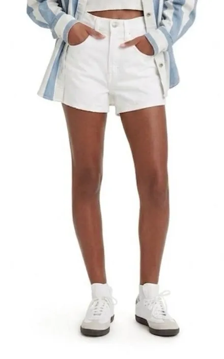 Levi’s SilverTab Mom Shorts White High Rise Denim Jean Shorts 28 100% cotton