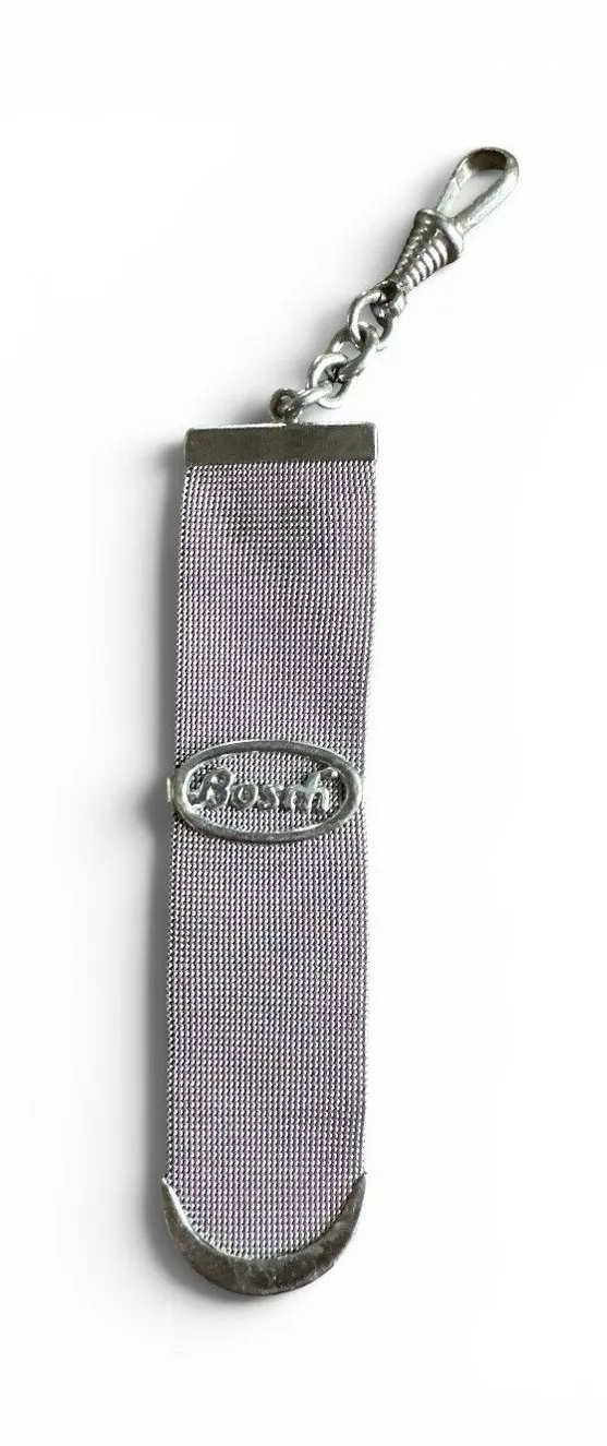 Vintage Bosch Advertising Mesh Watch Fob Pocket Watch Chain Silver Tone