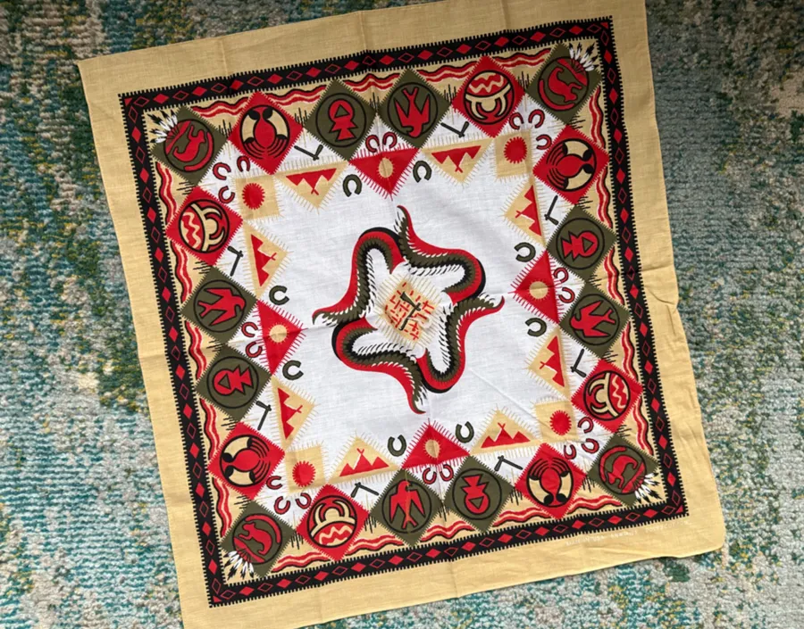 Vintage Native American tribal cotton bandana Yellow