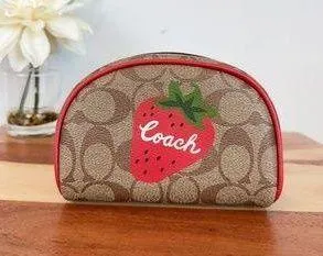 NWT Dome Cosmetic Bag In Signature Canvas With Wild Strawberry