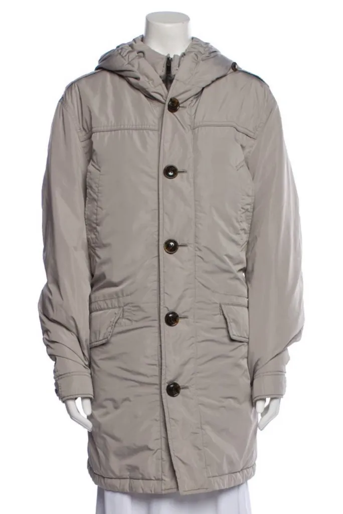 Burberry Grey Nova Check Mid Length Down Hooded Padded Parka Puffer Coat Jacket