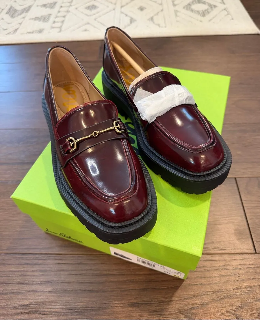 Same Edelman Lea Loafer/Moc Shoes in Dark Merlot Size 5.5 NIB - C59-001