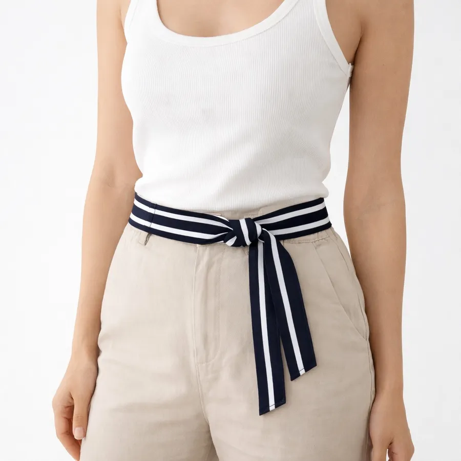 Striped Navy and White Belt Blue