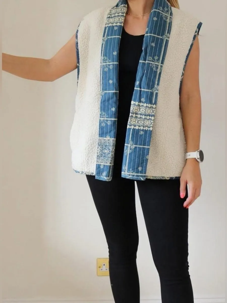 Free People Vera Patch Plaid Sherpa Vest