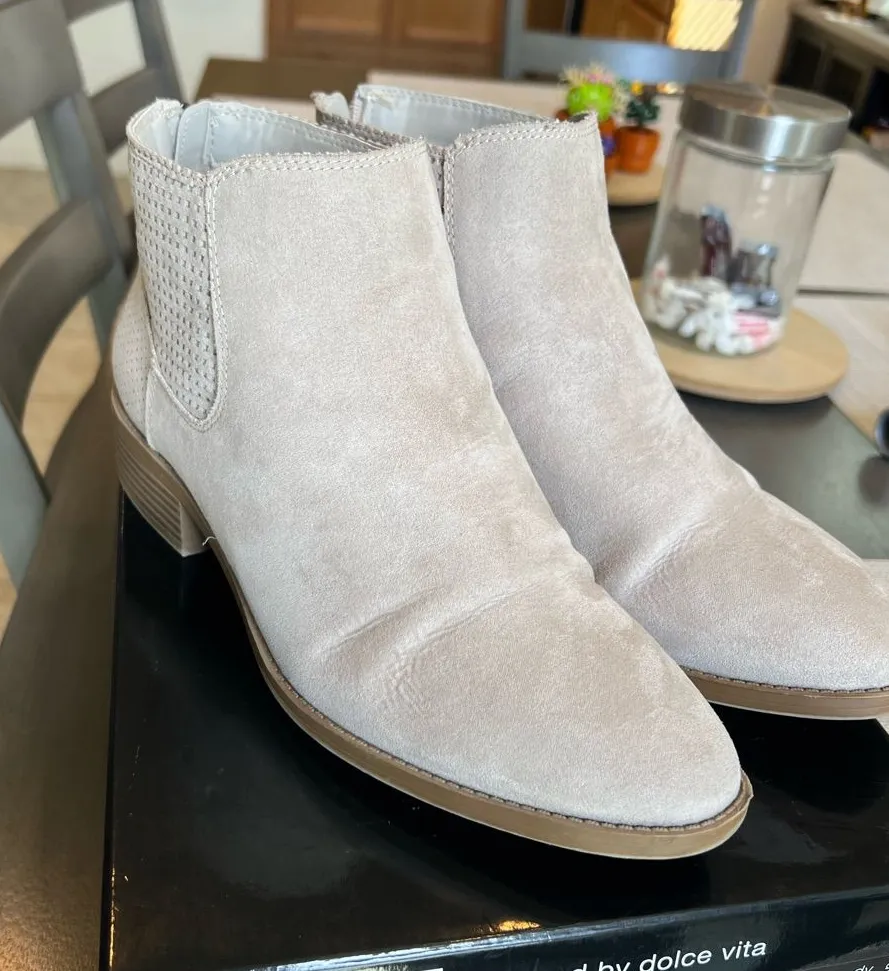 DV by Dolce Vita Light Beige Suede Chelsea Booties