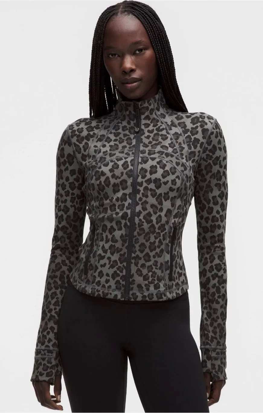 Lululemon Leopard Print Cropped Define Jacket - Gray/Black