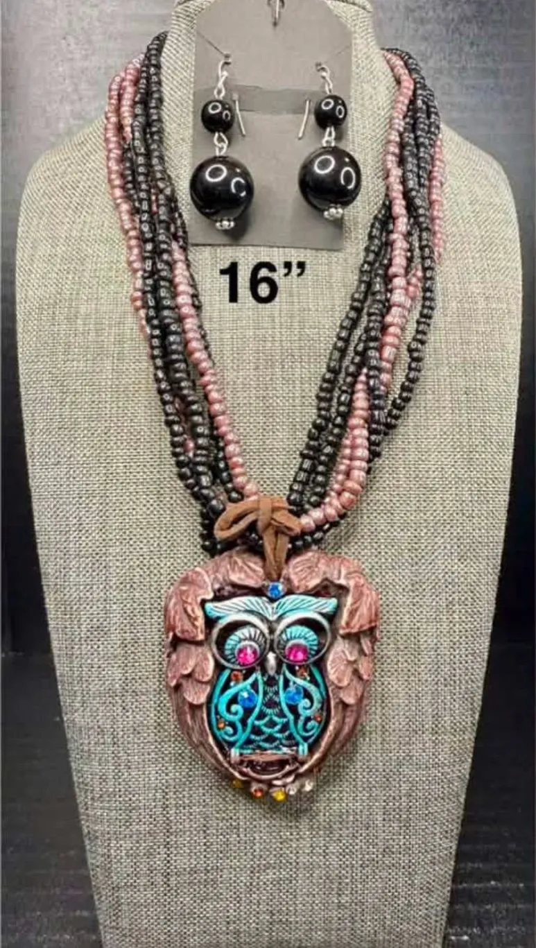 Handcrafted Owl Pendant Multi