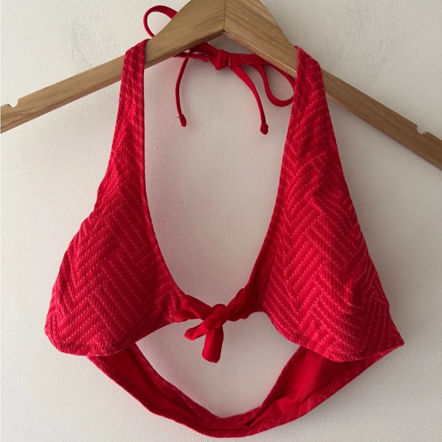 Aerie Womens Red Triangle Padded Halter Bikini Swim Suit Top