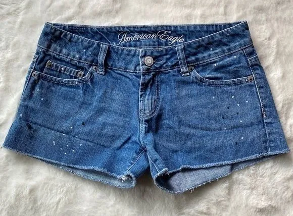 American Eagle Paint Splatter Denim Short