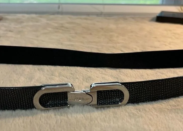 Lauren Ralph Lauren Women's Black Stretch Belt with Silver Clasp