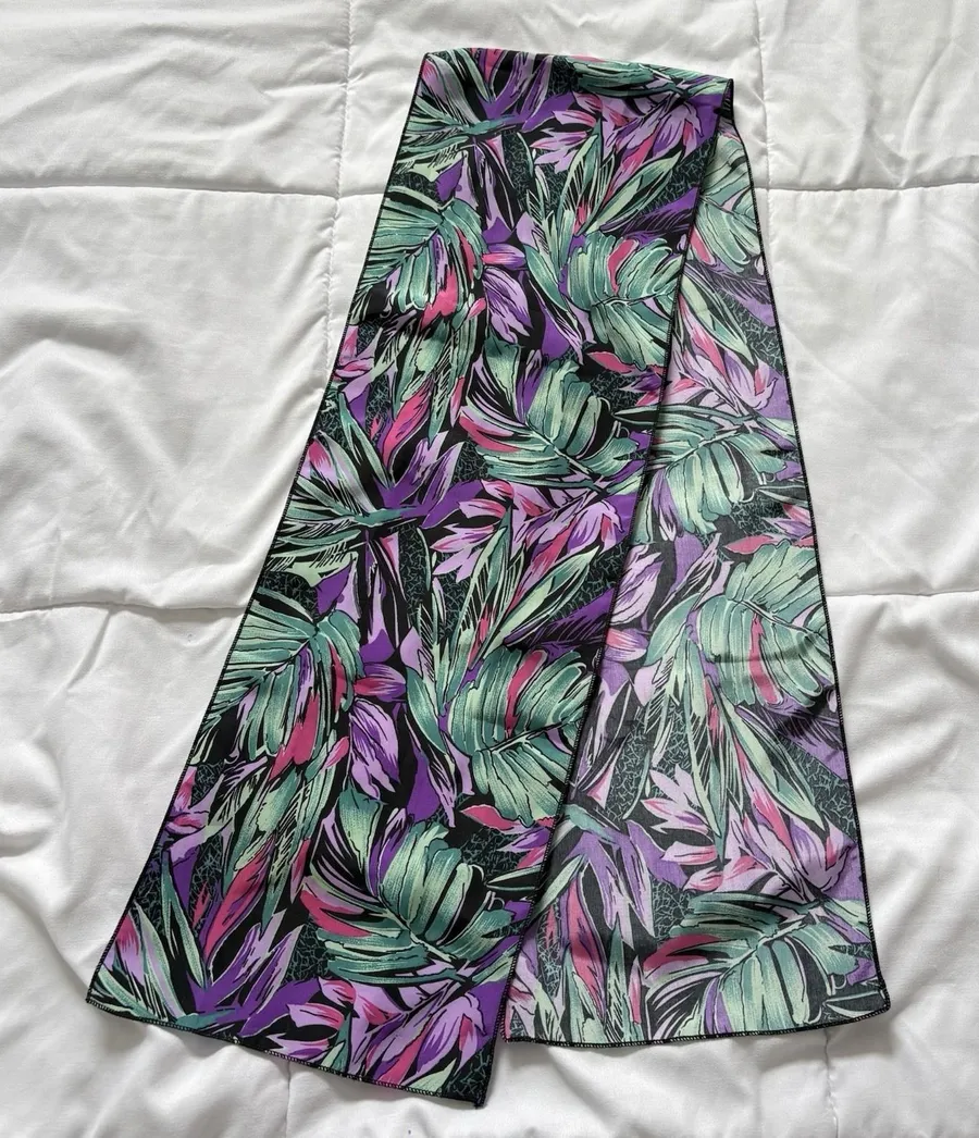 Womens Scarf Floral Tropical Green Cottagecore Kitschy Eclectic Whimsy Hippie