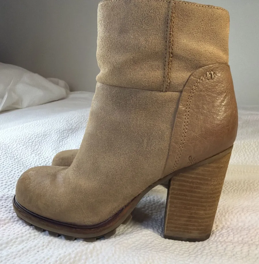 Sam Edelman Franklin Women's Leather Suede Heeled Ankle Boots Brown Size 8