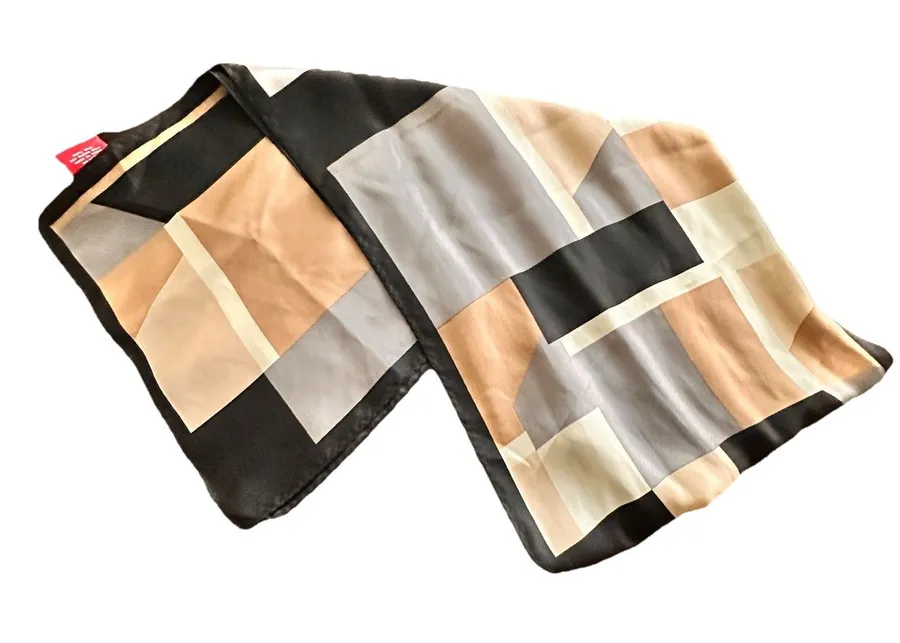Oscar de la Renta VTG Y2K Geometric Rectangle Silk Scarf 11.5 x 53" Feminine