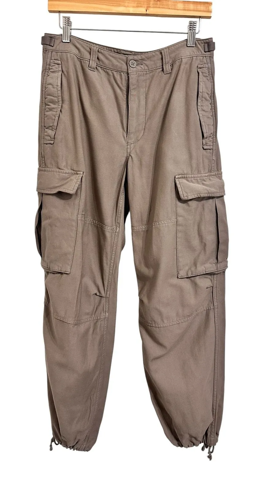 TNA Cargo Pants Womens Size 6 Drawstring Utility Casual Khaki Tan