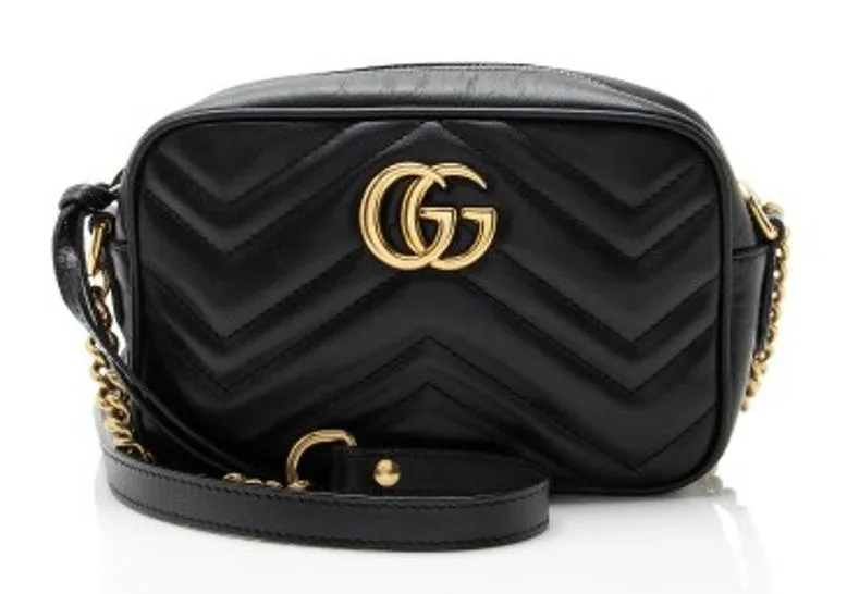 Gucci GG Marmont Mini Camera Bag Black Matelassé Leather Crossbody