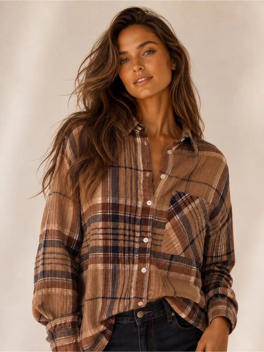 Aerie Plaid LUMBERJANE Shacket Button Up 100% Cotton Quiet Luxury Old Money XS