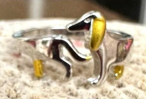 Dachshund Ring Pinkie Pull Apart Doxie Dog Rescue Metals Weiner Doxie We…
