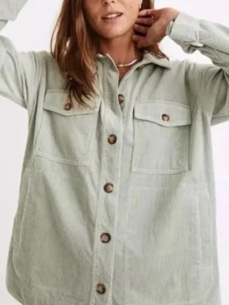 Madewell Waffle Back Branner Shirt Jacket Light Sage Green Utility Shacket
