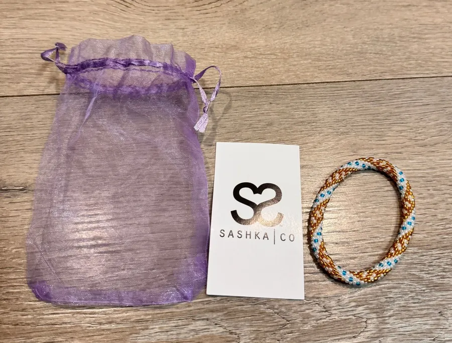Sashka Co Hand Crocheted Beaded Bracelet Nepal Artisan Fair Trade White