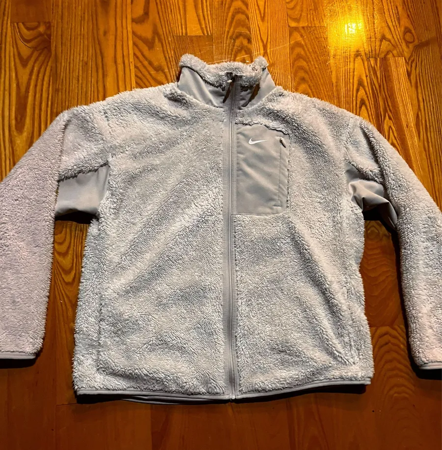 Nike Fleece Sherpa full Zip Jacket Womens Medium White Long Sleeve Dri Fit