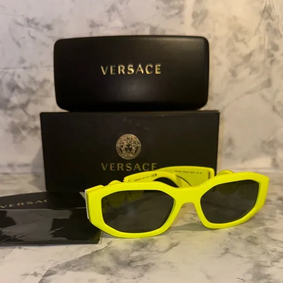 BRAND NEW Authentic Geometric unisex Sunglasses yellow fluorescent frame