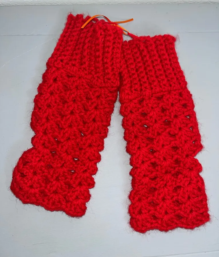 Handmade Crochet Hand Warmers Ribbed Stretch ThumbHole Cozy Winter Glove Cottage