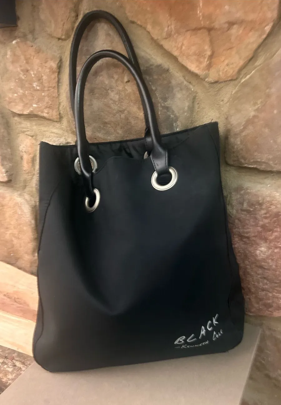 Kenneth Cole Black Tote with Silver Eyelet Handles