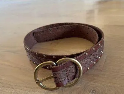 Fossil women's brown leather studded belt size small