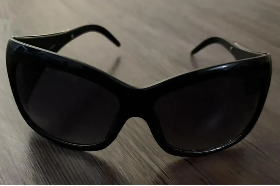 Y2K Zebra Print Black Oversized Sunglasses Purple Lenses